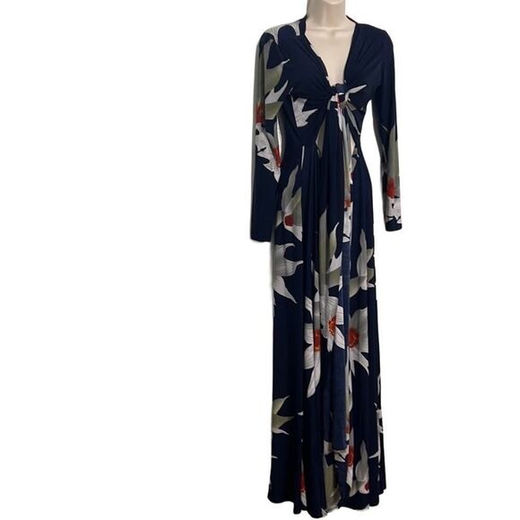 DUCCI FLORAL KNOT FRONT MAXI DRESS SIZE L - Picture 1 of 11
